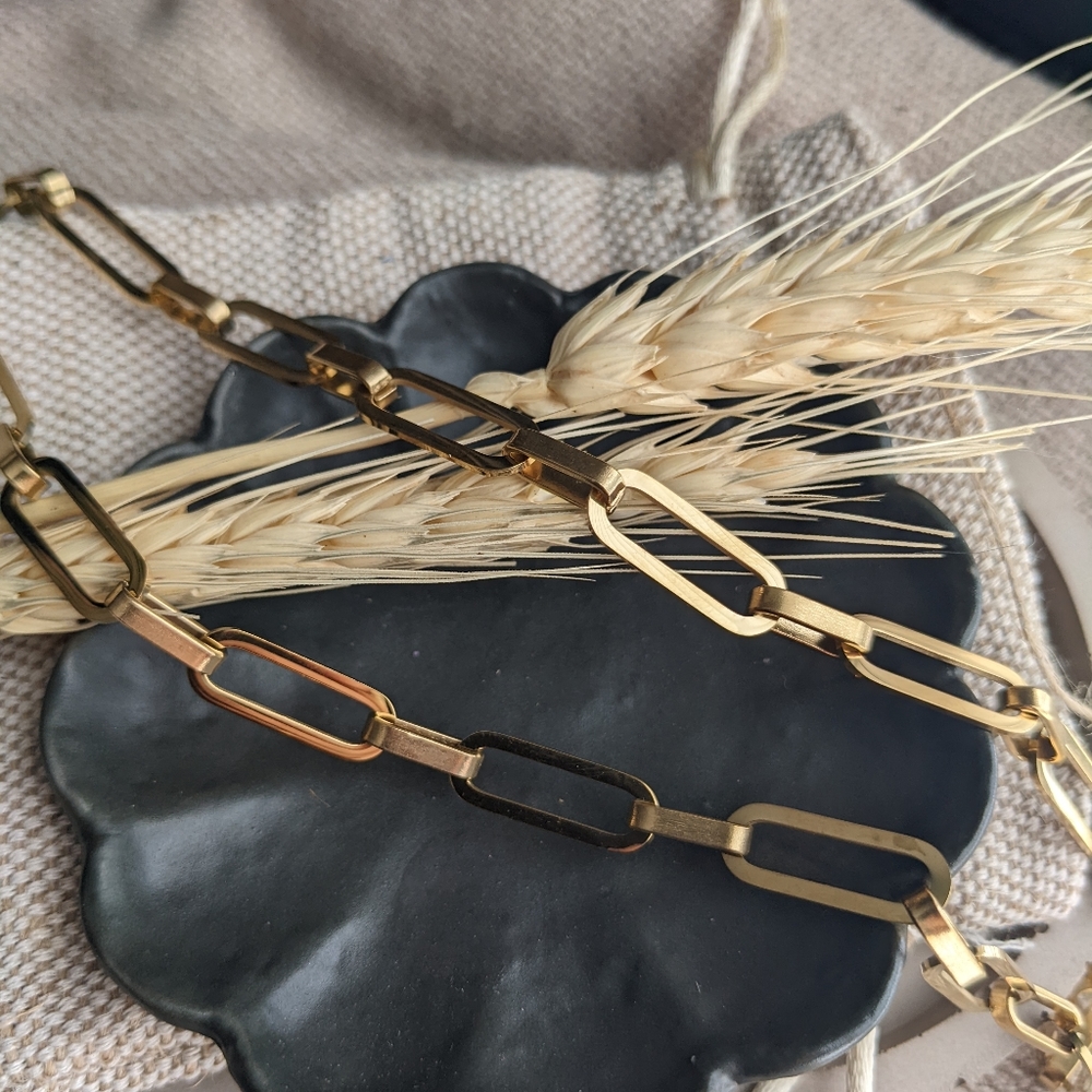 14K Gold Plated Paper Clip Chain Necklace |"Links and Relations"